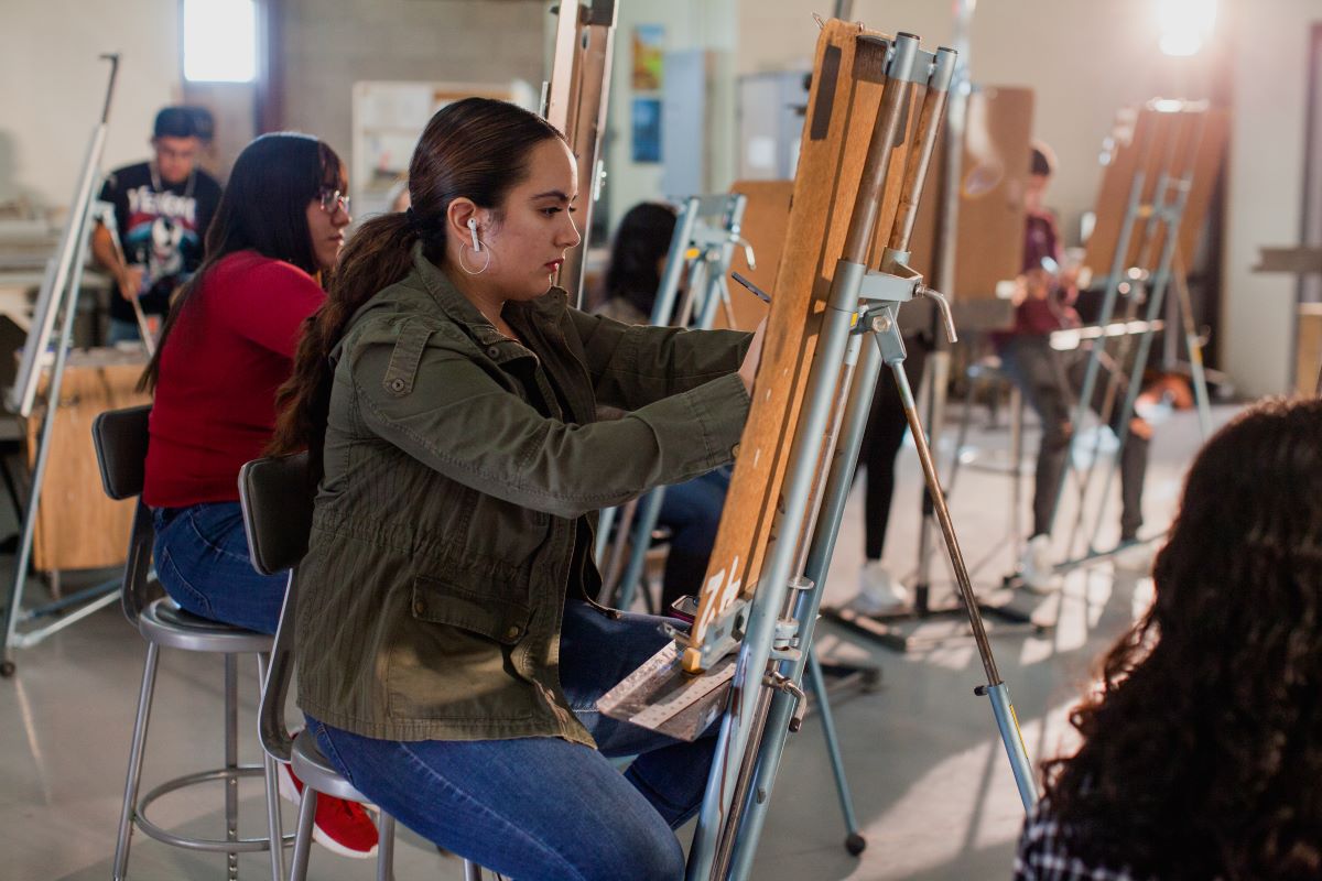 female student painting