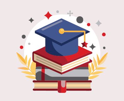 Graduation hat on a stack of books