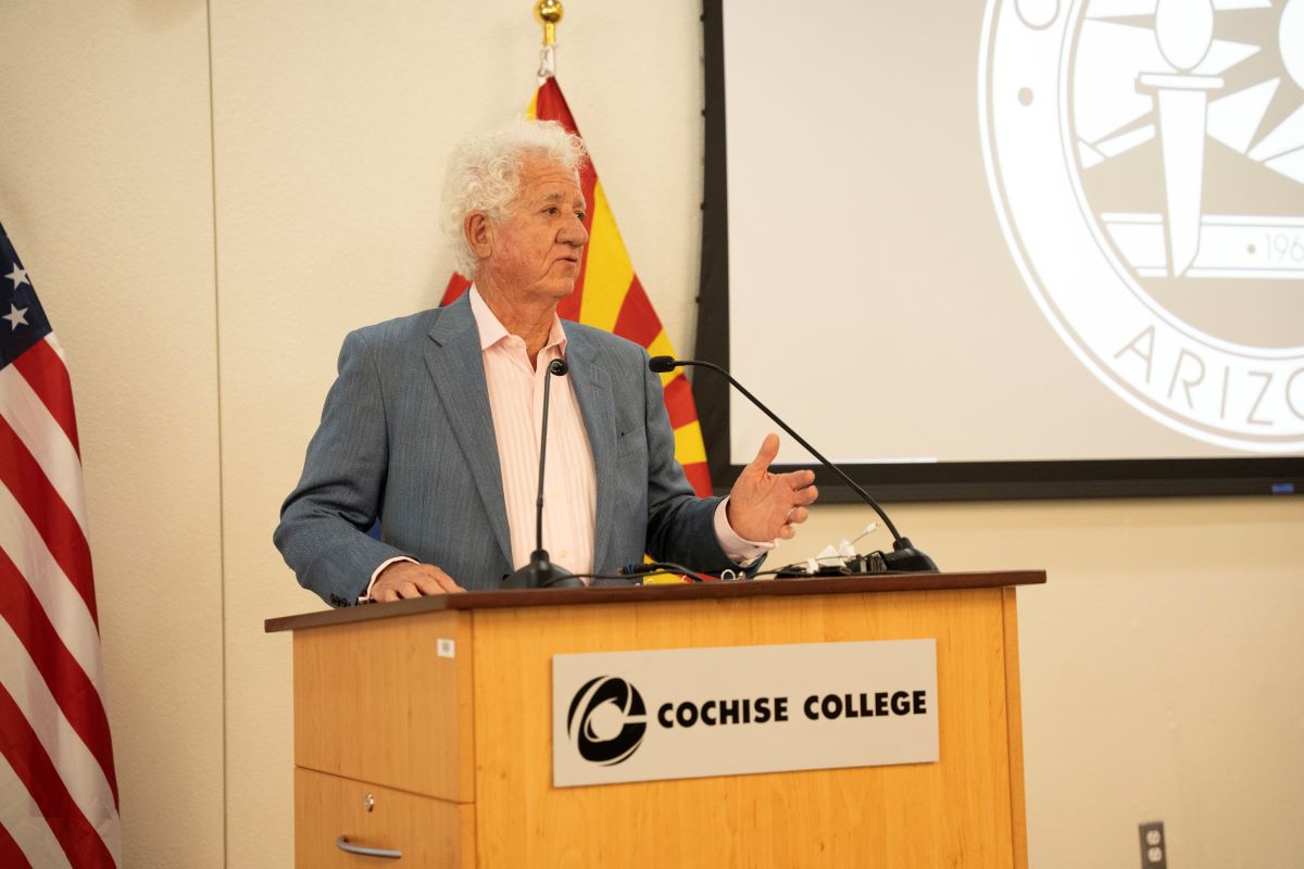 Humberto Lopez speaking at 2026 Cochise College Hall of Fame